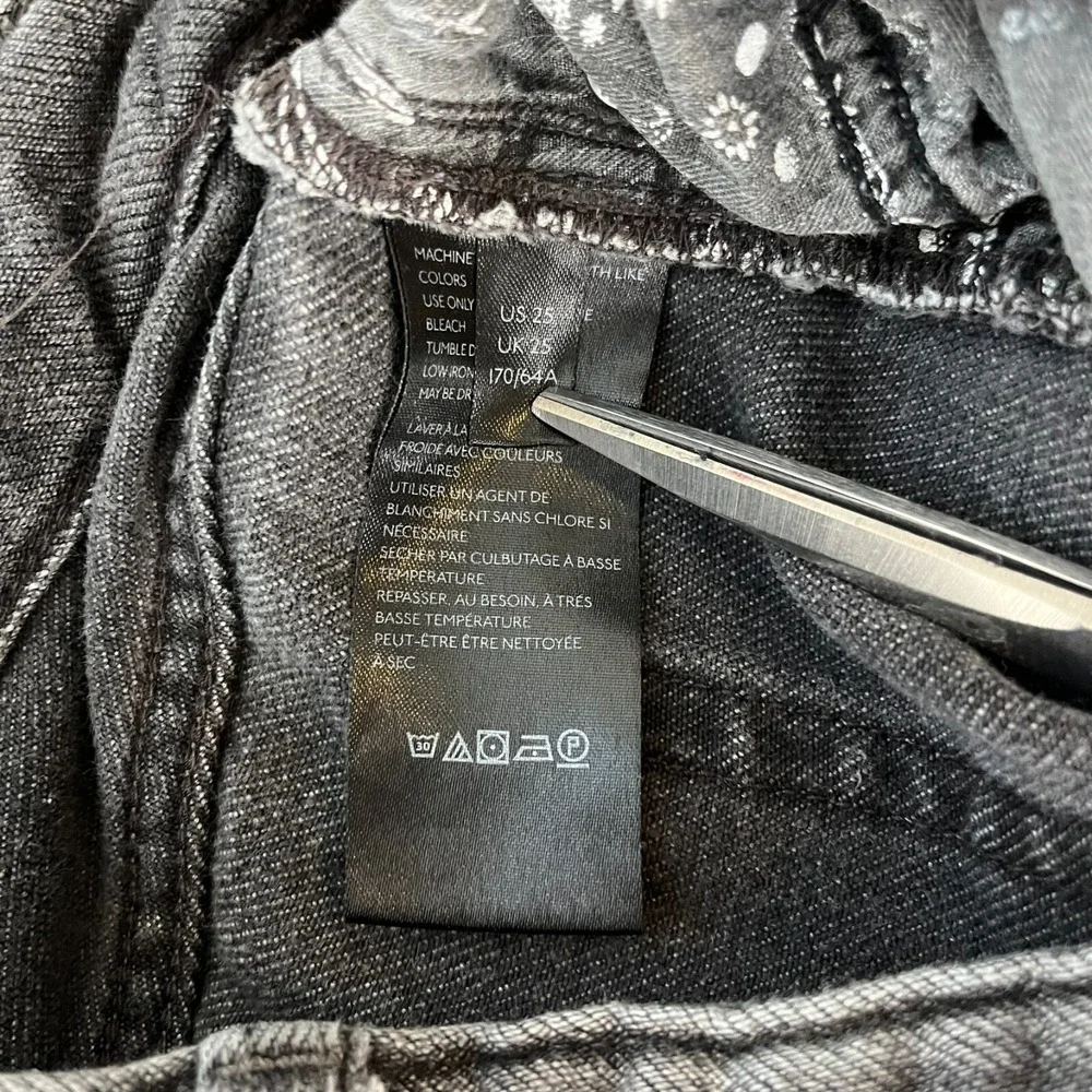 Free People We The Free Makai Cutoff Denim Shorts Distressed Black 25 Button Fly